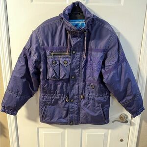 Vintage 90's Reusch Active Wear Purple Hooded Ski Snow Jacket Embroidered Med